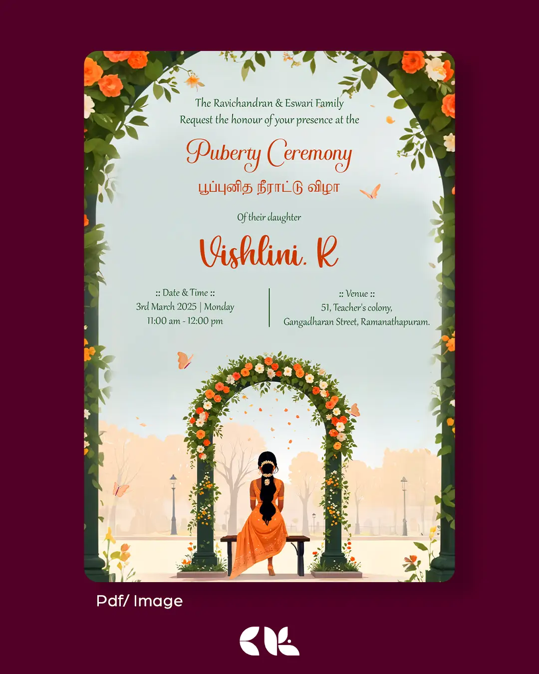 Puberty Ceremony Manjal Neeratu Vizha Einvitation