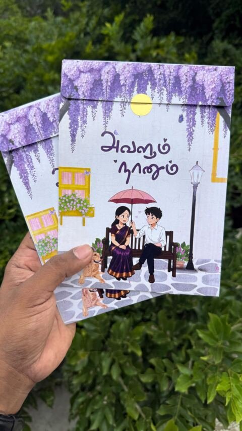 Avalum Naanum purple umbrella card