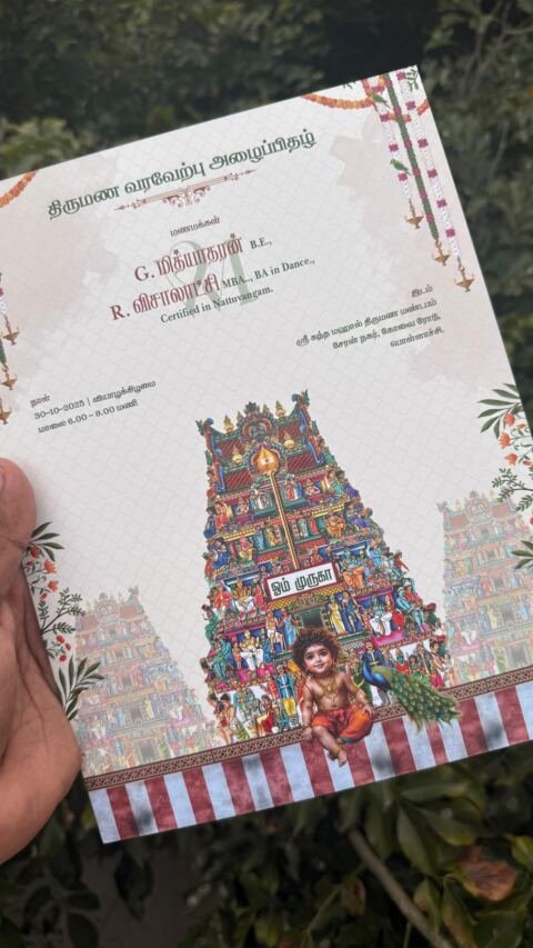 Traditional kovil gopuram card