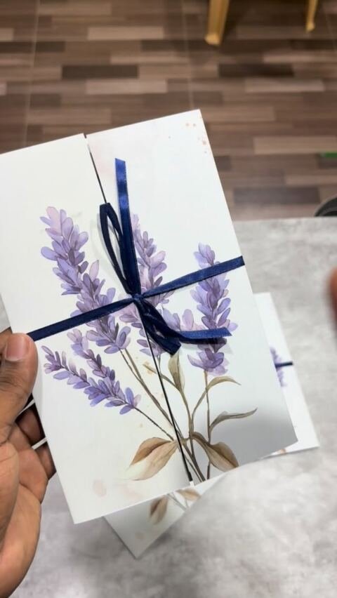Lavender sprig ribbon card