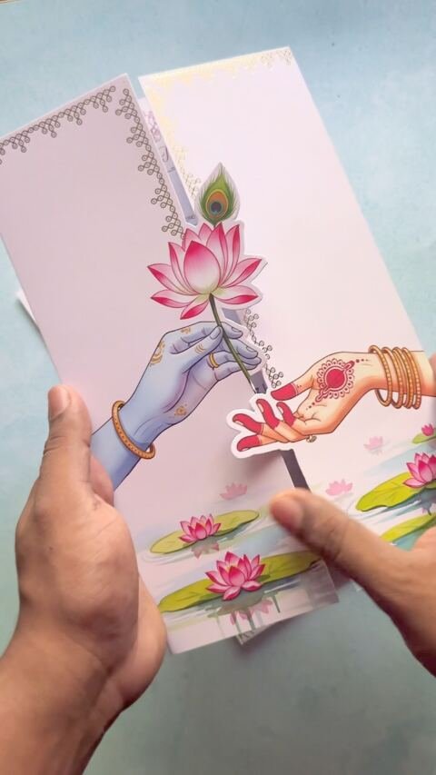 Radha–Krishna lotus exchange card