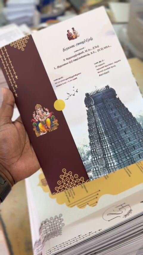 Ganesha kolam temple card