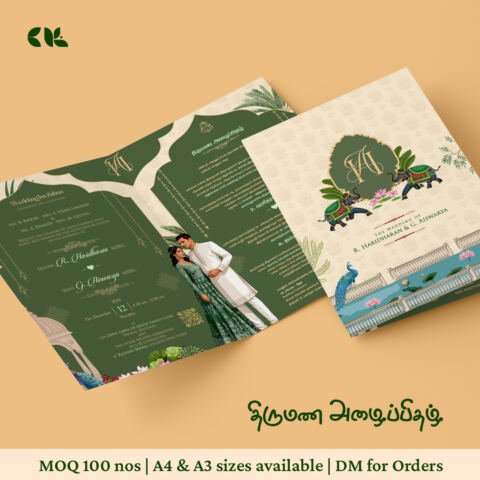 Green traditional Tamil card