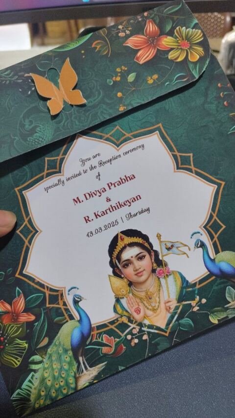 Teal Murugan peacock card