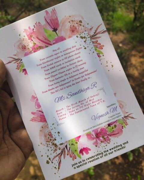 Pink floral vellum card