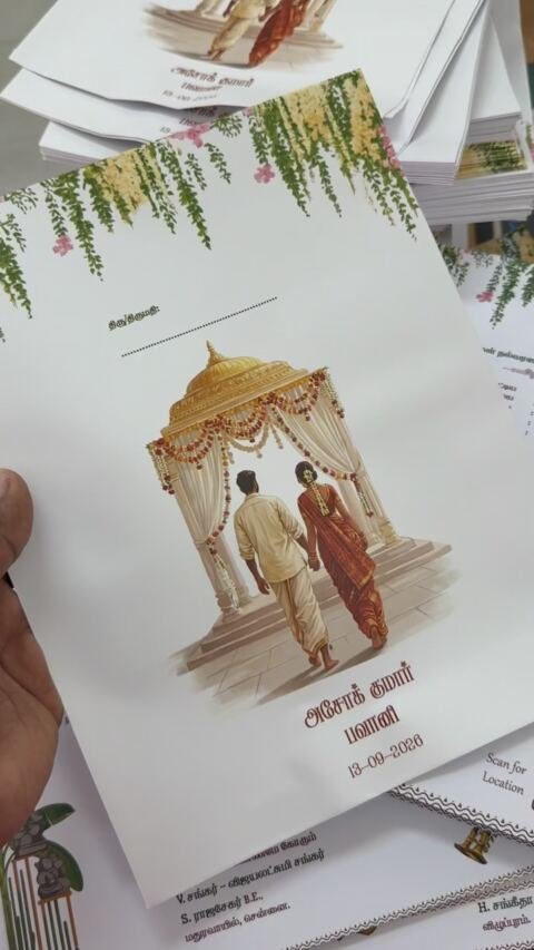 Pastel mandapam couple card