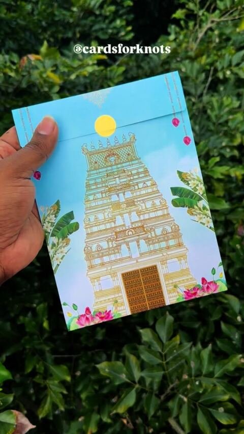 Golden temple blue sky card