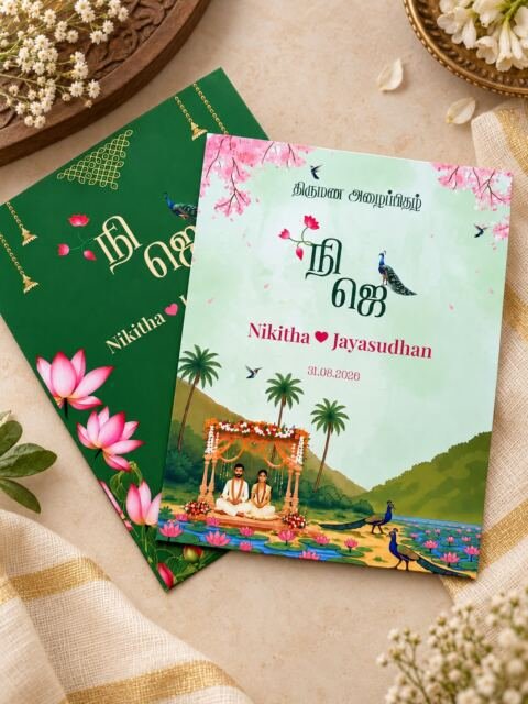 Green lotus pond card