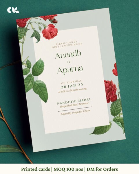 Green & red floral card