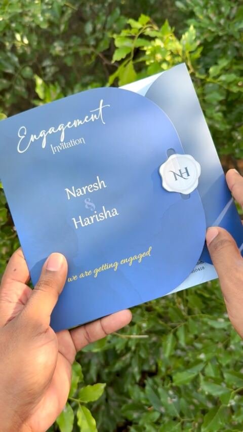 Modern blue engagement card