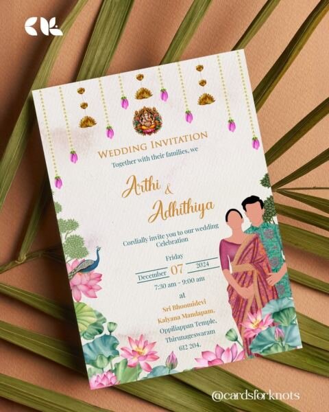 Lotus couple illustration card